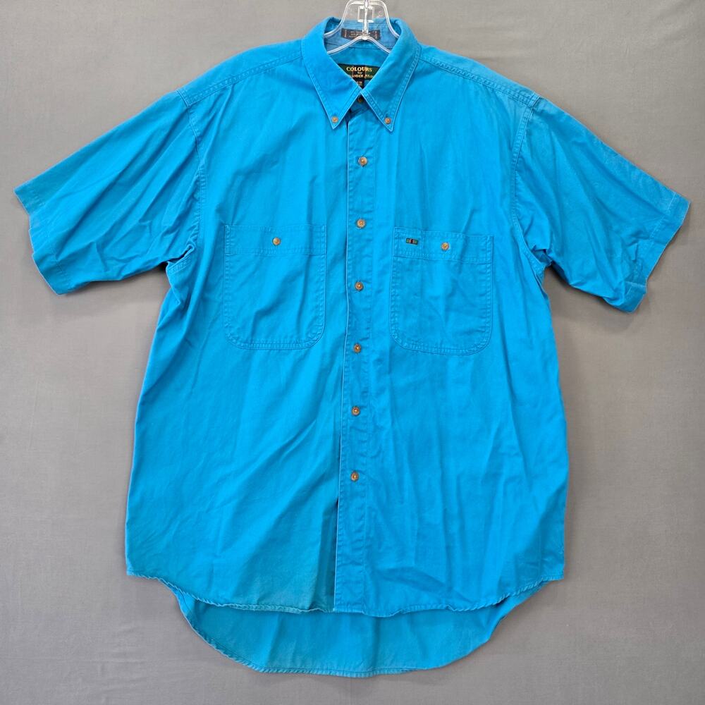 Colours Blue Short Sleeves Button Down Shirt Lightweight Mens Size M 15 15.5 Top